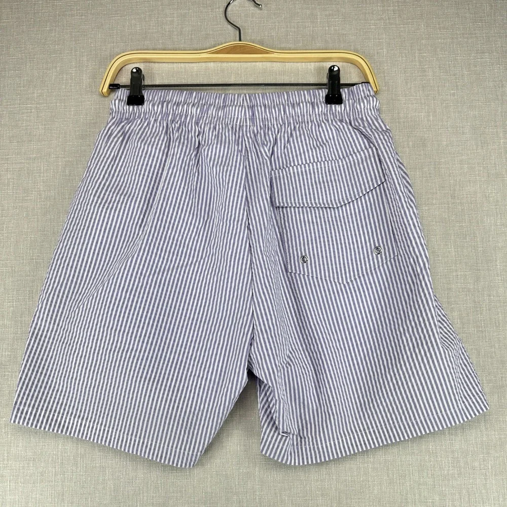 Haspel Swim Trunks Mens Medium Purple Seersucker Striped Beach Shorts NWT